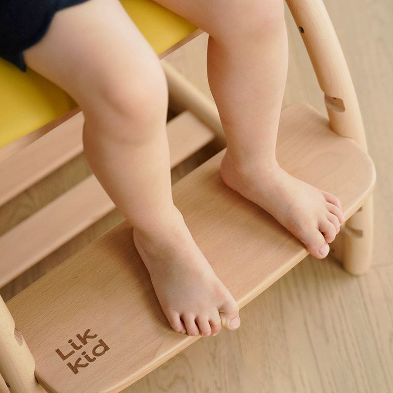 Modern Minimalist Solid Beech Wood Kids Study Chair - Adjustable Height Ergonomic Learning Chair With Footrest & Hidden Gravity Wheels