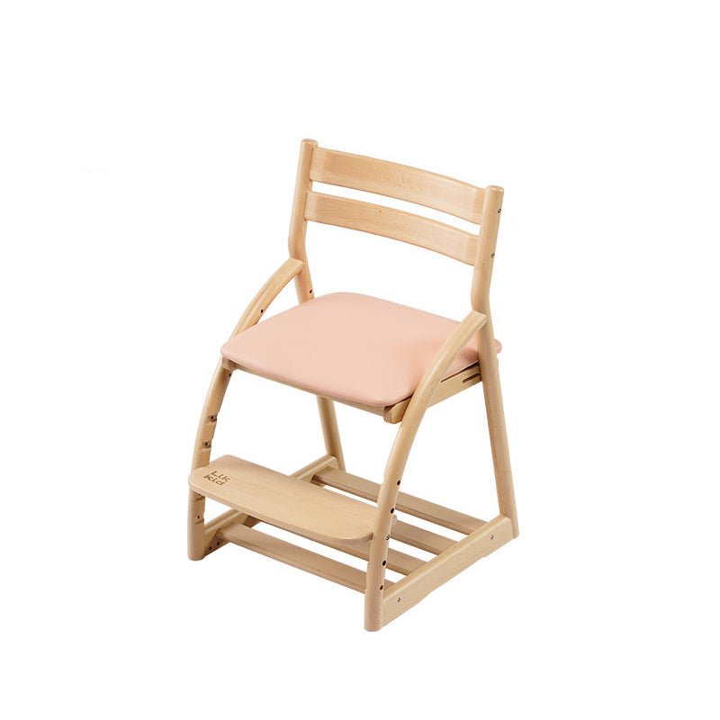 Modern Minimalist Solid Beech Wood Kids Study Chair - Adjustable Height Ergonomic Learning Chair With Footrest & Hidden Gravity Wheels
