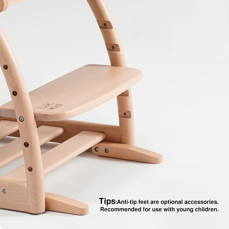 Modern Minimalist Solid Beech Wood Kids Study Chair - Adjustable Height Ergonomic Learning Chair With Footrest & Hidden Gravity Wheels