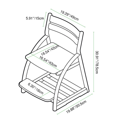 Modern Minimalist Solid Beech Wood Kids Study Chair - Adjustable Height Ergonomic Learning Chair With Footrest & Hidden Gravity Wheels