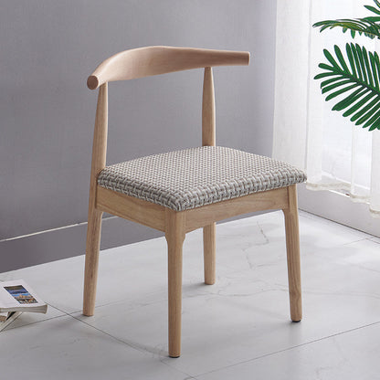 Contemporary Nordic Solid Rubberwood & Plywood Faux Leather Horn Dining Chair With Backrest For Dining Room & Living Room