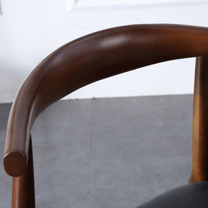 Contemporary Nordic Solid Rubberwood & Plywood Faux Leather Horn Dining Chair With Backrest For Dining Room & Living Room