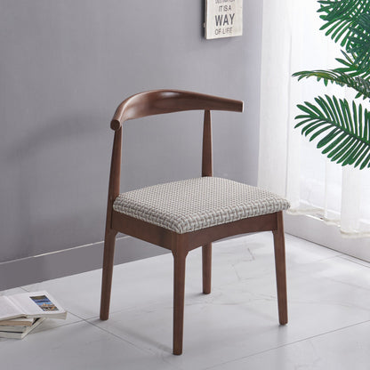Contemporary Nordic Solid Rubberwood & Plywood Faux Leather Horn Dining Chair With Backrest For Dining Room & Living Room