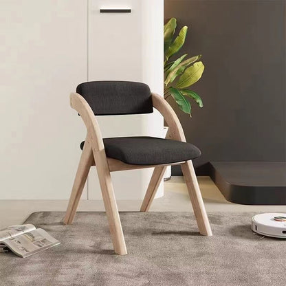 Modern Minimalist Square Rounded Corner Solid Wood Cotton Linen Sponge Foldable Dining Chair Backrest For Dining Room