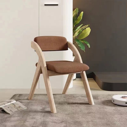 Modern Minimalist Square Rounded Corner Solid Wood Cotton Linen Sponge Foldable Dining Chair Backrest For Dining Room