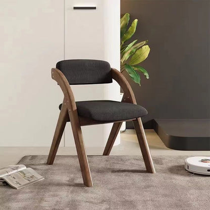 Modern Minimalist Square Rounded Corner Solid Wood Cotton Linen Sponge Foldable Dining Chair Backrest For Dining Room