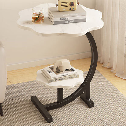 Modern Minimalist Petal Design MDF Wrought Iron End Table 2-Tier For Living Room