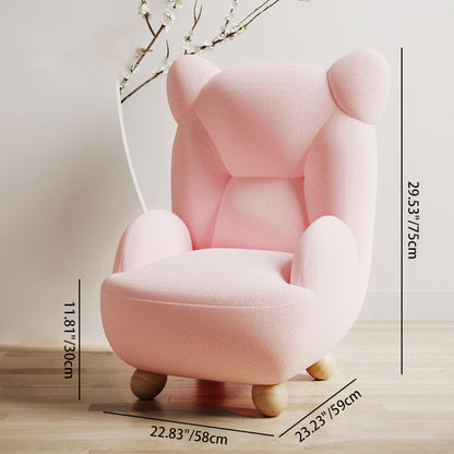 Contemporary Creative Bear Solid Wood Sherpa Fabric Kids Accent Chair With Backrest Armrest For Living Room