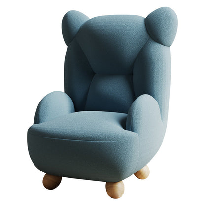 Contemporary Creative Bear Solid Wood Sherpa Fabric Kids Accent Chair With Backrest Armrest For Living Room
