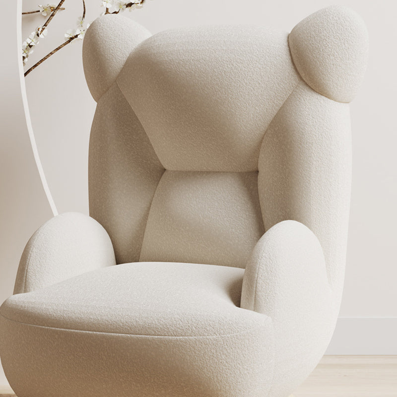 Contemporary Creative Bear Solid Wood Sherpa Fabric Kids Accent Chair With Backrest Armrest For Living Room