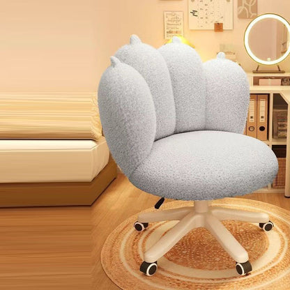 Modern Minimalist Cat Claw Design Plastic Iron Velvet Cloth Rotatable Height-Adjustable Accent Chair With Backrest For Bedroom