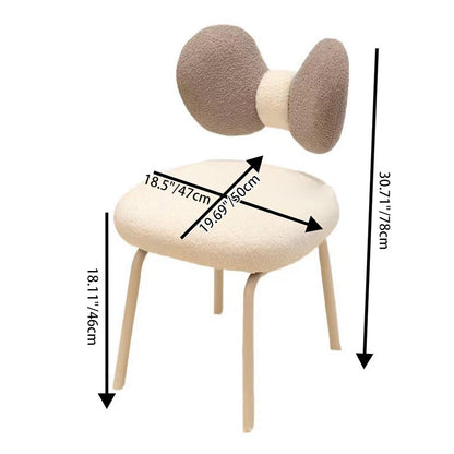 Modern Minimalist Bow Design PVC Iron Lambskin Rotatable Vanity Stool With Backrest For Bedroom