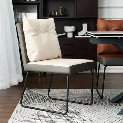 Contemporary Nordic Square Microfiber Leather Carbon Steel Dining Chair With Backrest For Dining Room