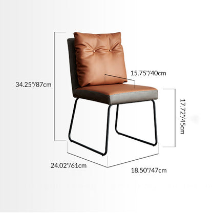 Contemporary Nordic Square Microfiber Leather Carbon Steel Dining Chair With Backrest For Dining Room