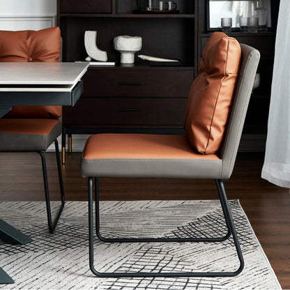 Contemporary Nordic Square Microfiber Leather Carbon Steel Dining Chair With Backrest For Dining Room