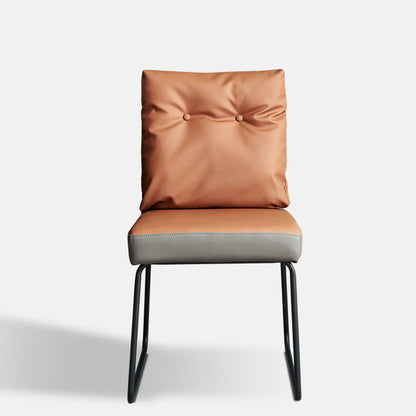 Contemporary Nordic Square Microfiber Leather Carbon Steel Dining Chair With Backrest For Dining Room