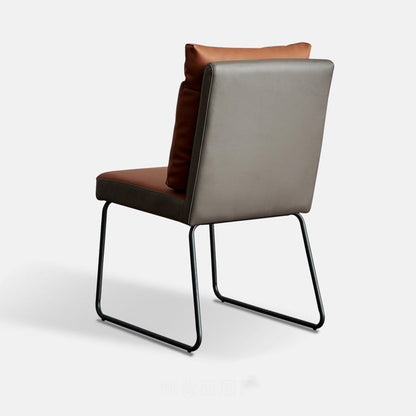 Contemporary Nordic Square Microfiber Leather Carbon Steel Dining Chair With Backrest For Dining Room