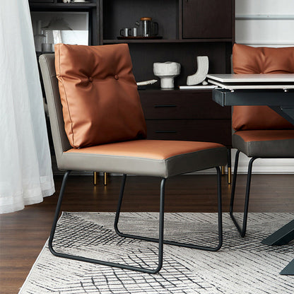 Contemporary Nordic Square Microfiber Leather Carbon Steel Dining Chair With Backrest For Dining Room