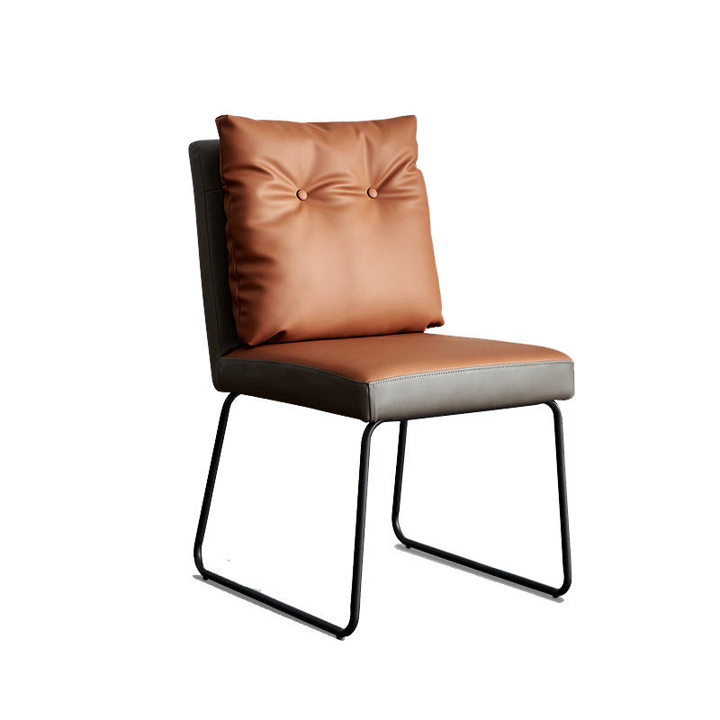 Contemporary Nordic Square Microfiber Leather Carbon Steel Dining Chair With Backrest For Dining Room
