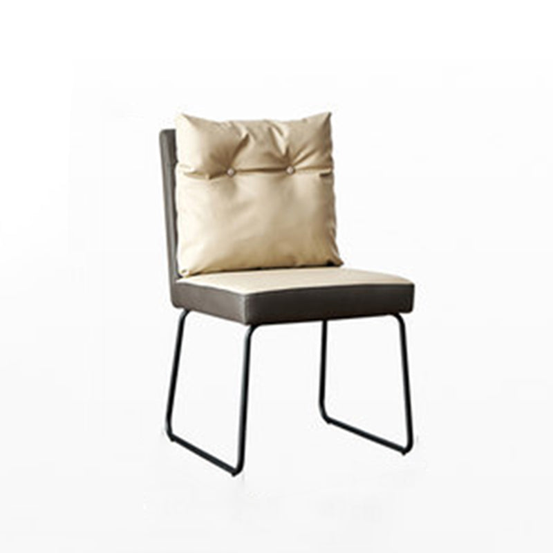 Contemporary Nordic Square Microfiber Leather Carbon Steel Dining Chair With Backrest For Dining Room