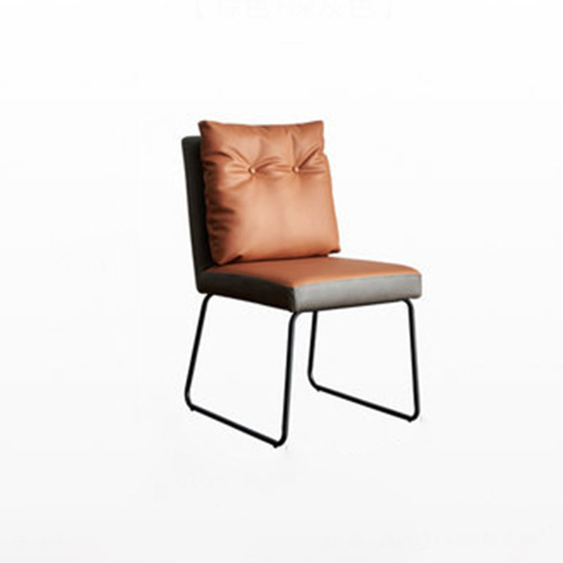 Contemporary Nordic Square Microfiber Leather Carbon Steel Dining Chair With Backrest For Dining Room