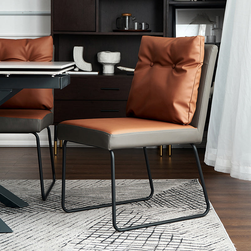 Contemporary Nordic Square Microfiber Leather Carbon Steel Dining Chair With Backrest For Dining Room