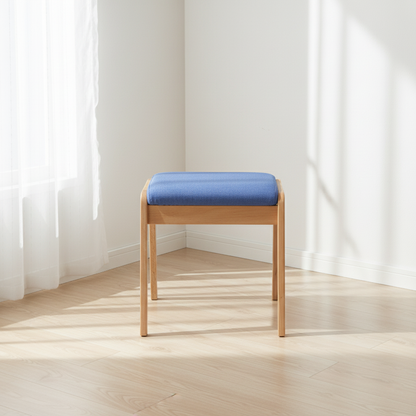 Modern Minimalist Rectangular Solid Wood Linen Comfort Vanity Stool For Bedroom