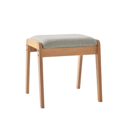 Modern Minimalist Rectangular Solid Wood Linen Comfort Vanity Stool For Bedroom
