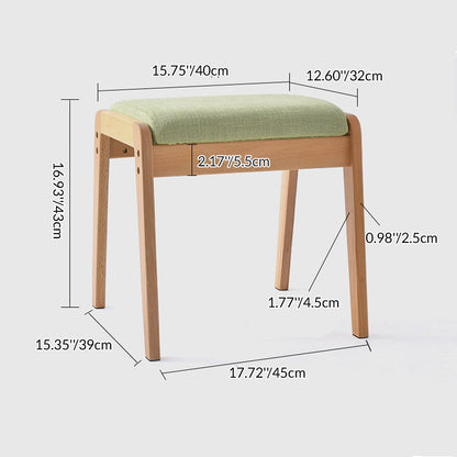 Modern Minimalist Rectangular Solid Wood Linen Comfort Vanity Stool For Bedroom