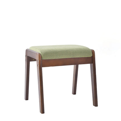 Modern Minimalist Rectangular Solid Wood Linen Comfort Vanity Stool For Bedroom