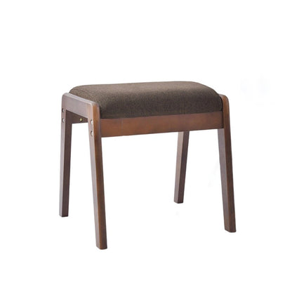 Modern Minimalist Rectangular Solid Wood Linen Comfort Vanity Stool For Bedroom