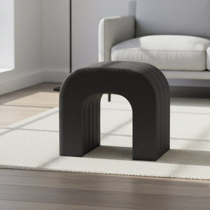 Modern Minimalist U-Shaped Sherpa Fabric Pine Vanity Stool Backless For Bedroom