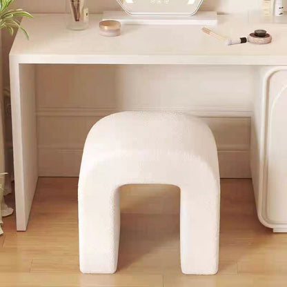 Modern Minimalist U-Shaped Sherpa Fabric Pine Vanity Stool Backless For Bedroom