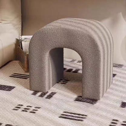 Modern Minimalist U-Shaped Sherpa Fabric Pine Vanity Stool Backless For Bedroom