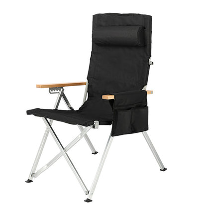 Contemporary Industrial Oxford Fabric Aluminum Alloy Carbon Steel Solid Wood Foldable Camping Chair With 5-level Adjustable Backrest For Outdoor Patio