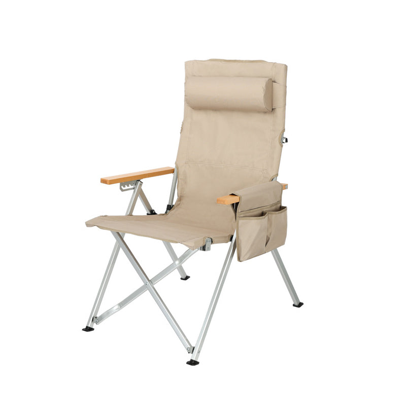 Contemporary Industrial Oxford Fabric Aluminum Alloy Carbon Steel Solid Wood Foldable Camping Chair With 5-level Adjustable Backrest For Outdoor Patio