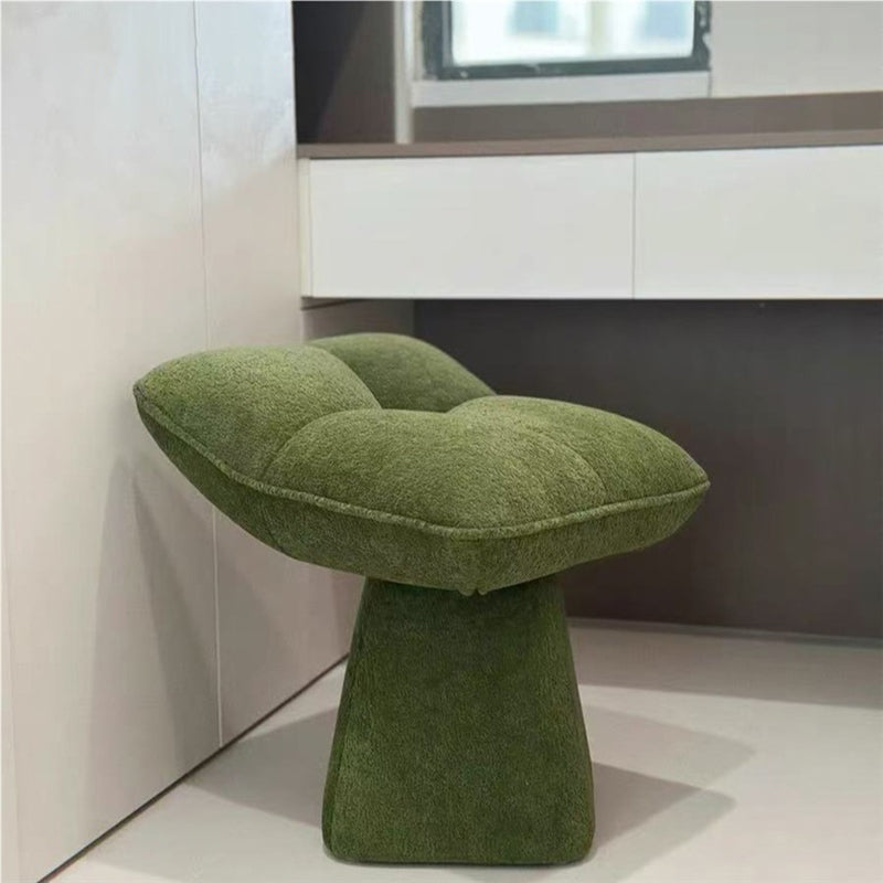 Contemporary Nordic Four-Leaf Clover Shape Chenille Plywood Rotatable Vanity Stool Backless For Bedroom