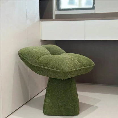 Contemporary Nordic Four-Leaf Clover Shape Chenille Plywood Rotatable Vanity Stool Backless For Bedroom