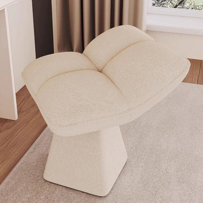 Contemporary Nordic Four-Leaf Clover Shape Chenille Plywood Rotatable Vanity Stool Backless For Bedroom