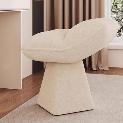 Contemporary Nordic Four-Leaf Clover Shape Chenille Plywood Rotatable Vanity Stool Backless For Bedroom