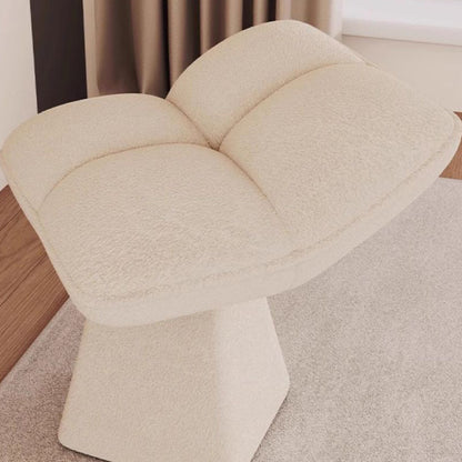 Contemporary Nordic Four-Leaf Clover Shape Chenille Plywood Rotatable Vanity Stool Backless For Bedroom