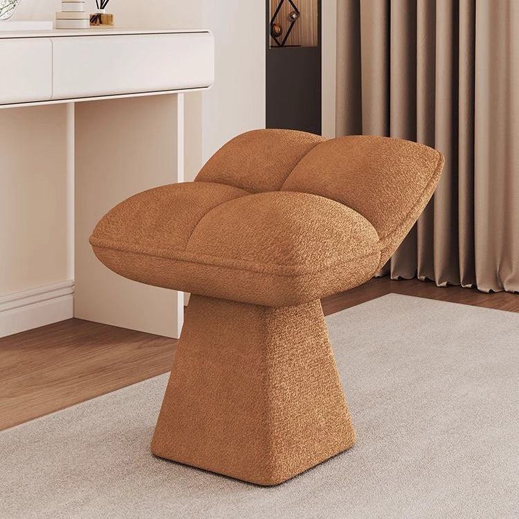 Contemporary Nordic Four-Leaf Clover Shape Chenille Plywood Rotatable Vanity Stool Backless For Bedroom