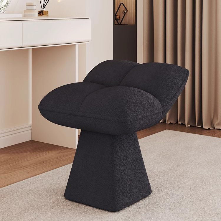 Contemporary Nordic Four-Leaf Clover Shape Chenille Plywood Rotatable Vanity Stool Backless For Bedroom