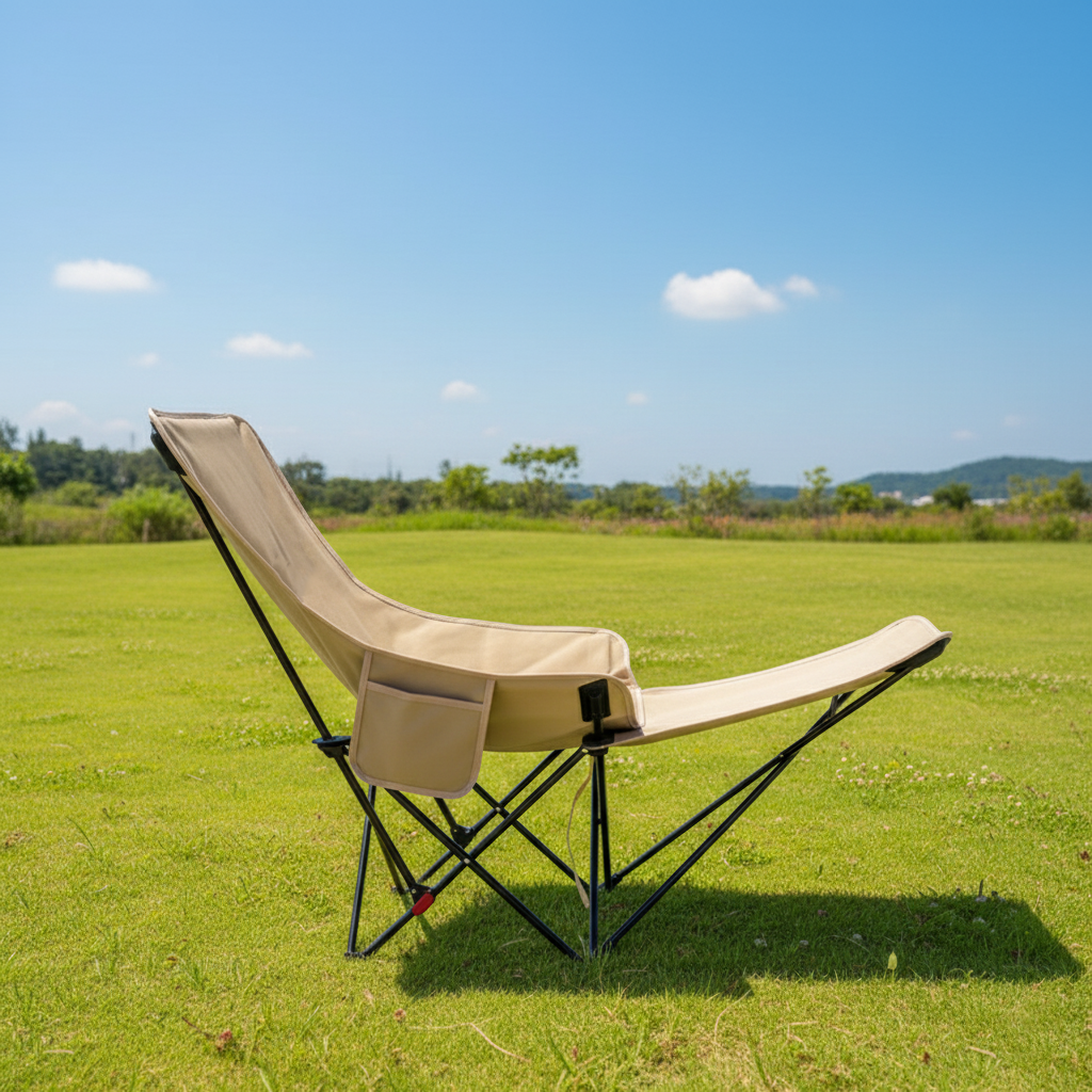 Contemporary Industrial Oxford Fabric Carbon Steel Foldable Camping Chair Backrest Footrest For Outdoor Patio