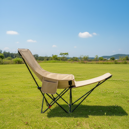 Contemporary Industrial Oxford Fabric Carbon Steel Foldable Camping Chair Backrest Footrest For Outdoor Patio
