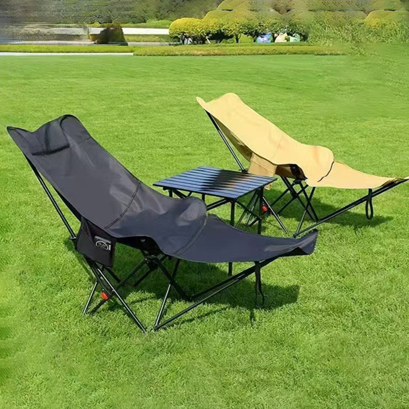 Contemporary Industrial Oxford Fabric Carbon Steel Foldable Camping Chair Backrest Footrest For Outdoor Patio