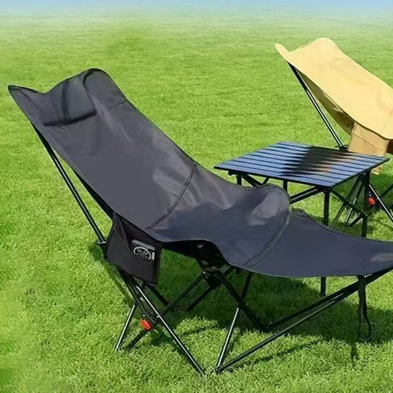 Contemporary Industrial Oxford Fabric Carbon Steel Foldable Camping Chair Backrest Footrest For Outdoor Patio