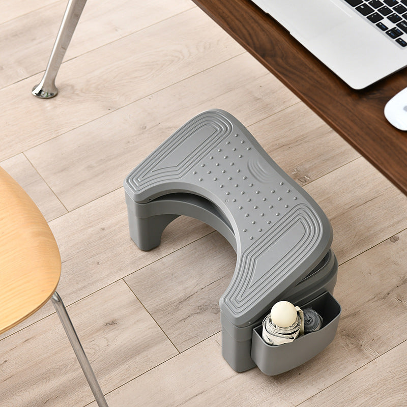 Modern Minimalist Trapezoidal ABS Height Adjustable Footstool 1-Storage Backless For Entryway