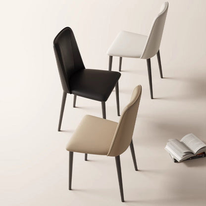 Contemporary Nordic Rounded-Edge Microfiber Leather Carbon Steel Dining Chair Backrest For Dining Room