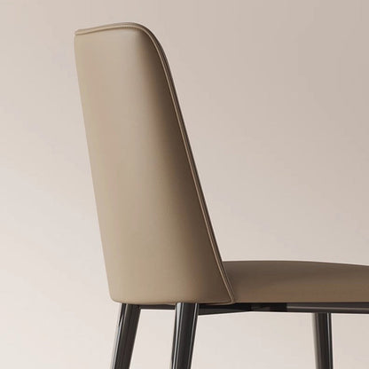 Contemporary Nordic Rounded-Edge Microfiber Leather Carbon Steel Dining Chair Backrest For Dining Room